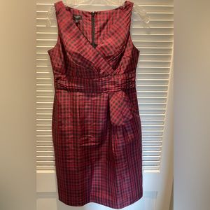 Talbots Red/Black checkered sleeveless v neck dress sz 4P